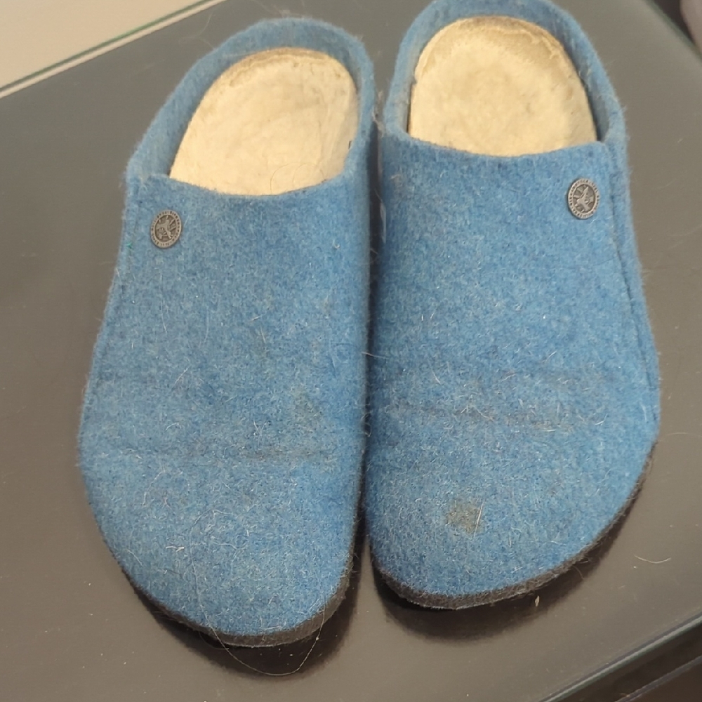 Birkenstock Light Blue Wool Slip-Ons